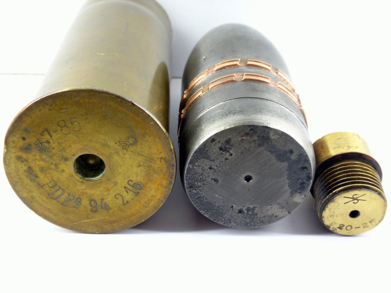 Französische 37mm / 3,7cm Patrone Mod. 1885 mit Sprenggranate Mod. 1888 + Schneider Zünder – Bild 3