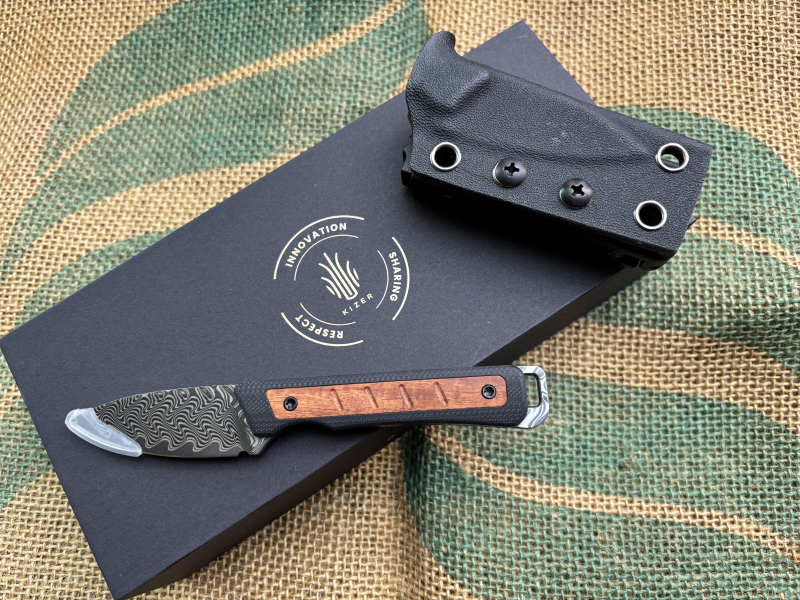 Kizer Whiskey Jack Damascus Black G10 & Mkuruti. Feststehendes Messer – Bild 3