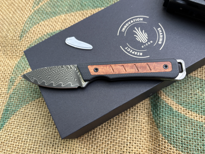 Kizer Whiskey Jack Damascus Black G10 & Mkuruti. Feststehendes Messer – Bild 2