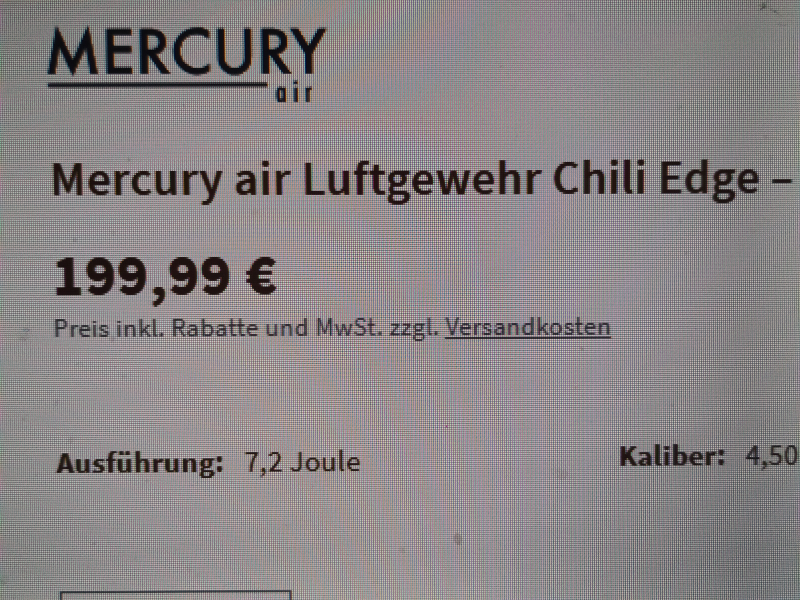 Mercury Luftgewehr Chili Edge Set inkl. ZF - HUBERTUS 4x20 ***** ZUM MEGA PREIS ***** – Bild 2