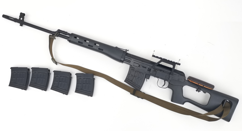 Airsoft, Softair, SVD Dragunov von ASG, Kal. 6mm BB mit Weavermontage, Tuning-Lauf + 4 Magazine – Bild 2