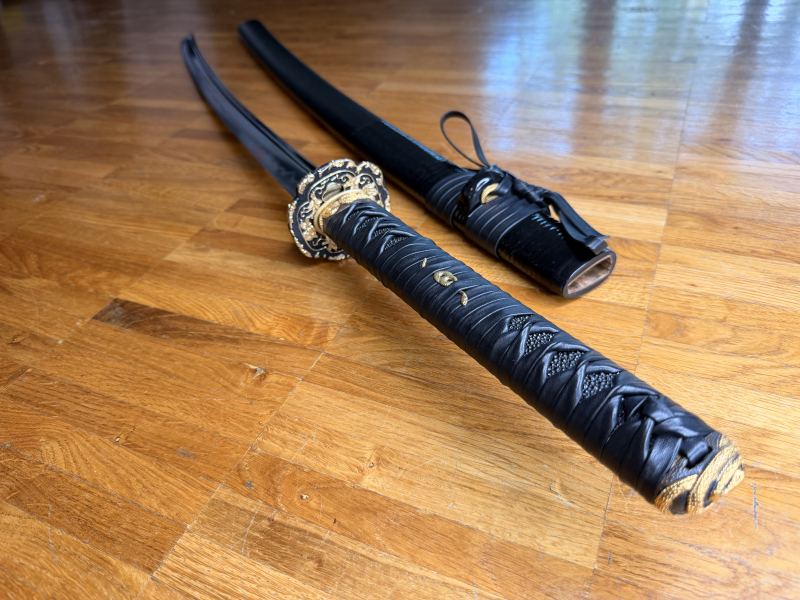 Katana 24 Karat vergoldet Samuraischwert "Snake" mit echter Honsanmai Klinge 1095 er Carbonstahl – Bild 3