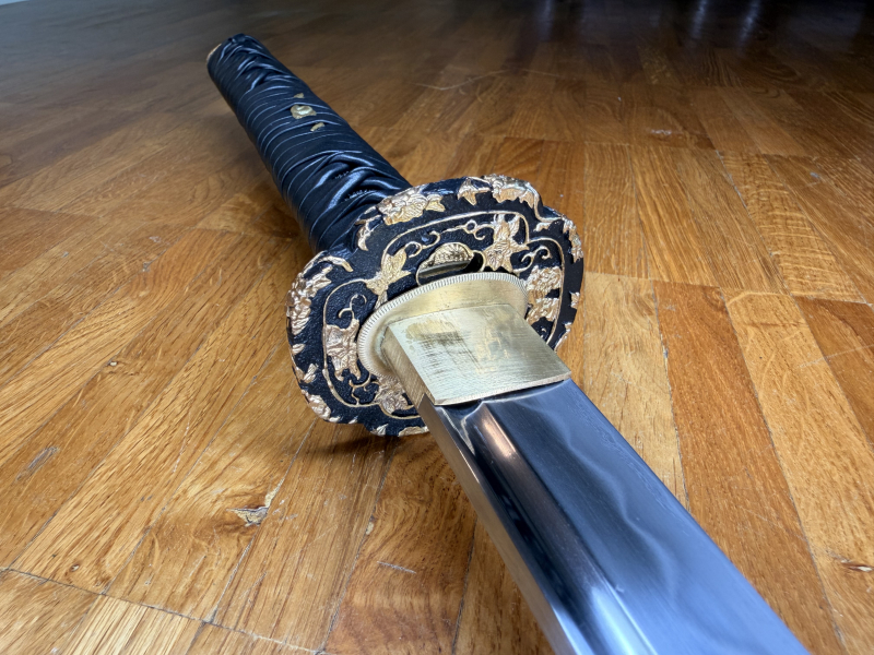 Katana 24 Karat vergoldet Samuraischwert "Snake" mit echter Honsanmai Klinge 1095 er Carbonstahl – Bild 6