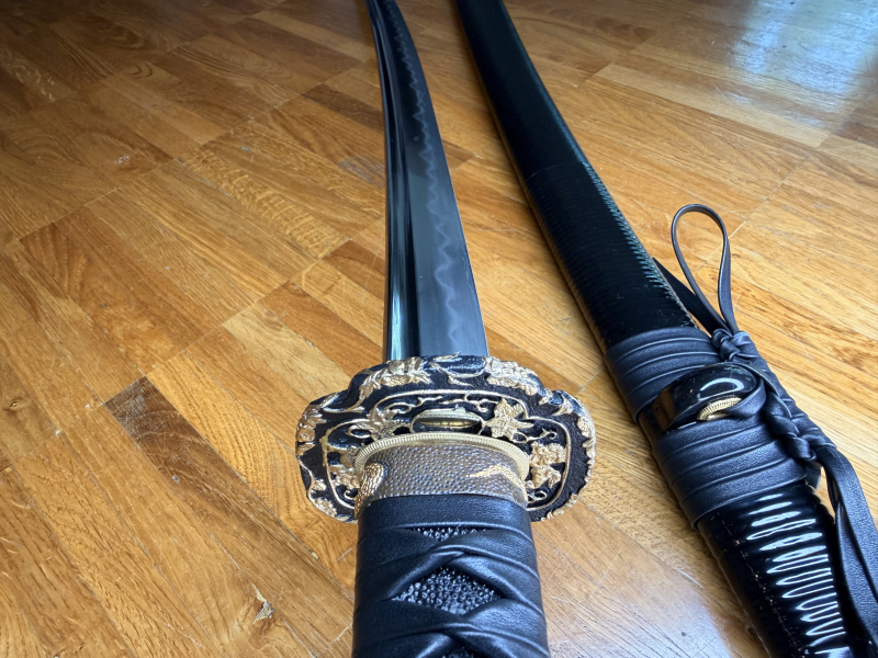 Katana 24 Karat vergoldet Samuraischwert "Snake" mit echter Honsanmai Klinge 1095 er Carbonstahl – Bild 4