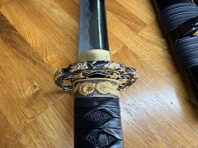 Katana 24 Karat vergoldet Samuraischwert "Snake" mit echter Honsanmai Klinge 1095 er Carbonstahl – Bild 5