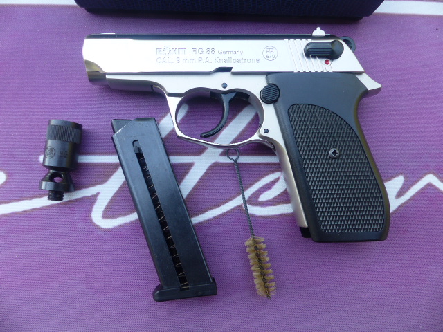Originale Röhm RG 88 vernickelt 9mm PAK mit Ovp, Abschussbecher, Bürste ungeschossen aus Sammlung – Bild 3