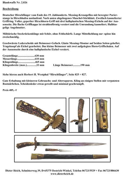 Hirschfänger mit Steckrückenklinge – pilt 3