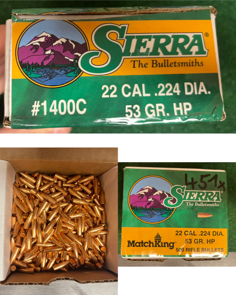 Sierra SMK Match King 53grs HP FlatBase #1400C 451 Stück .22Cal – Bild 1