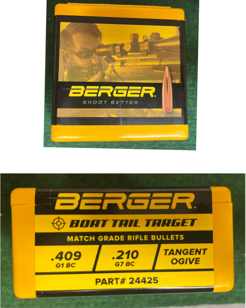 Berger Boat Tail Target 90grs HPBT #24425 100 Stück (neu) 6mm – billede 1