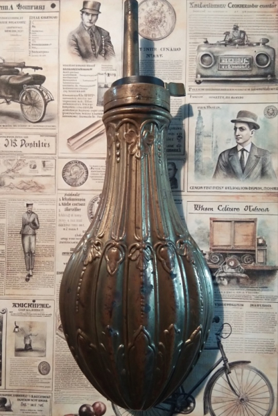Alte Pulverflasche Barock-Style aus Messing – kuva 1