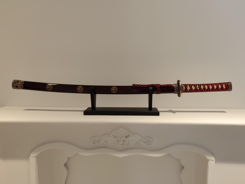 Dekoratives Katana 101 cm – Rot/Schwarz – Drachenmotiv – Edelstahl – Bild 2