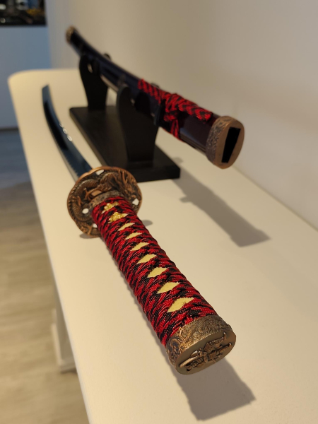Dekoratives Katana 101 cm – Rot/Schwarz – Drachenmotiv – Edelstahl – Bild 6