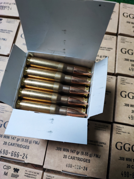 GGG .308 Win – 147 gr / 9,55 g FMJ – 480 Patronen – Bild 3