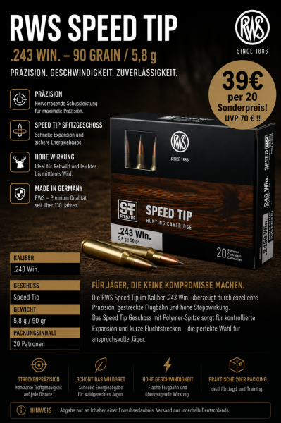 RWS Speed Tip .243 Win. 15.000 Schuss vorhanden – Bild 1