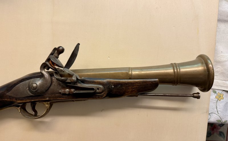 Tromblon Donnerbüchse mit Messinglauf Steinschloß altes Replika wie original – Bild 3