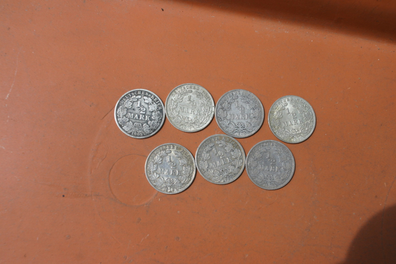 Silber Münzen alte 1/2 Reichsmarkstücke – Bild 1