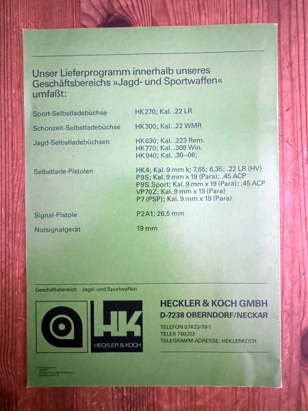 Handbuch für Heckler & Koch HK270 Kleinkaliberbüchse, neuwertig – Bild 2