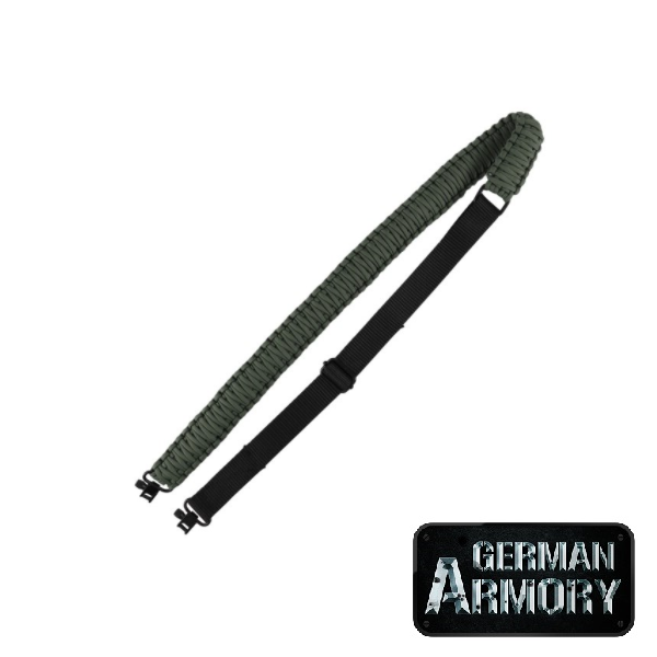 Handgeknüpfter Gewehrriemen Sidewinder Paracord + Riemenösen Jagdriemen schwarz, grün oder woodland – Bild 1