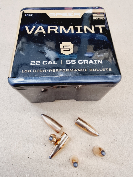.22/.224/55grs Speer Varmint spitz SP Geschosse 100 Stk. No. 1047 # SSZ Berka – Bild 1