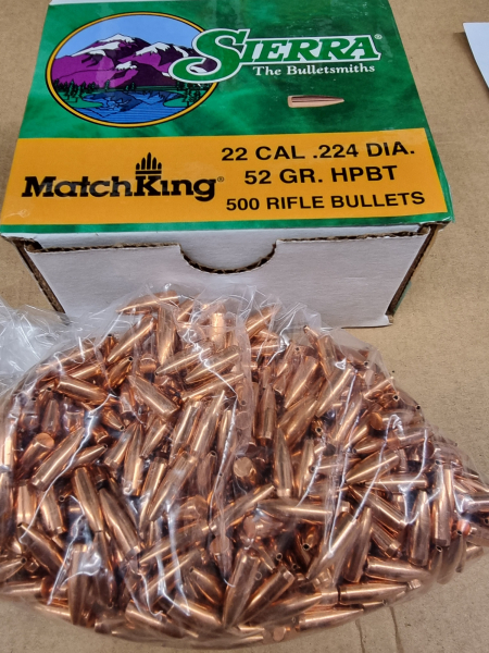 .22/.224/52 grs #1410# Sierra HPBT Geschosse 100 stk. # SSZ Berka – Bild 1