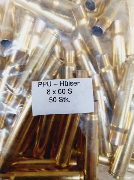 8x60 S PPU Boxer-Hülsen 50 stk C-474 # SSZ Berka – Bild 1