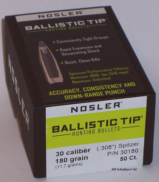 50St. NOSLER Geschosse .30(308Dia.) - 180 - BALLISTIC TIP - #30180 – Bild 1