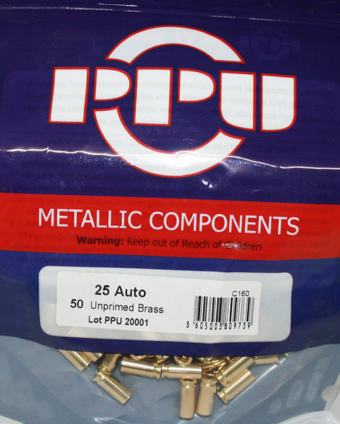 50 Stück > NEUE PPU / PrviPartizan Kurzwaffenhülsen 6,35 Browning / .25 Auto | Boxer/Unprimed #C160 – Bild 1