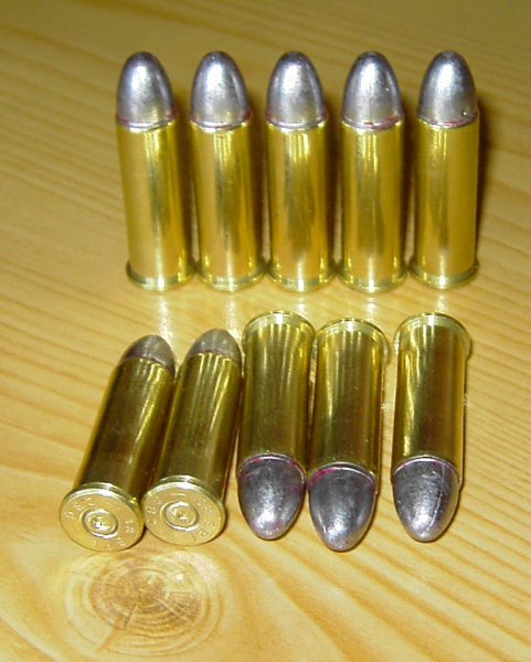 10 Stück Dekos .38 Spezial / .38Spz. / .38 Special Cowboy Blei Rundkopf Geschosse Messinghülsen – Bild 1