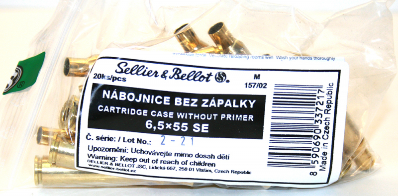 20 Stück S&B | Sellier&Bellot Wiederladehülsen S+B 6,5x55 SE | NEU Messing Boxer o. Zünder #V337212 – Bild 1