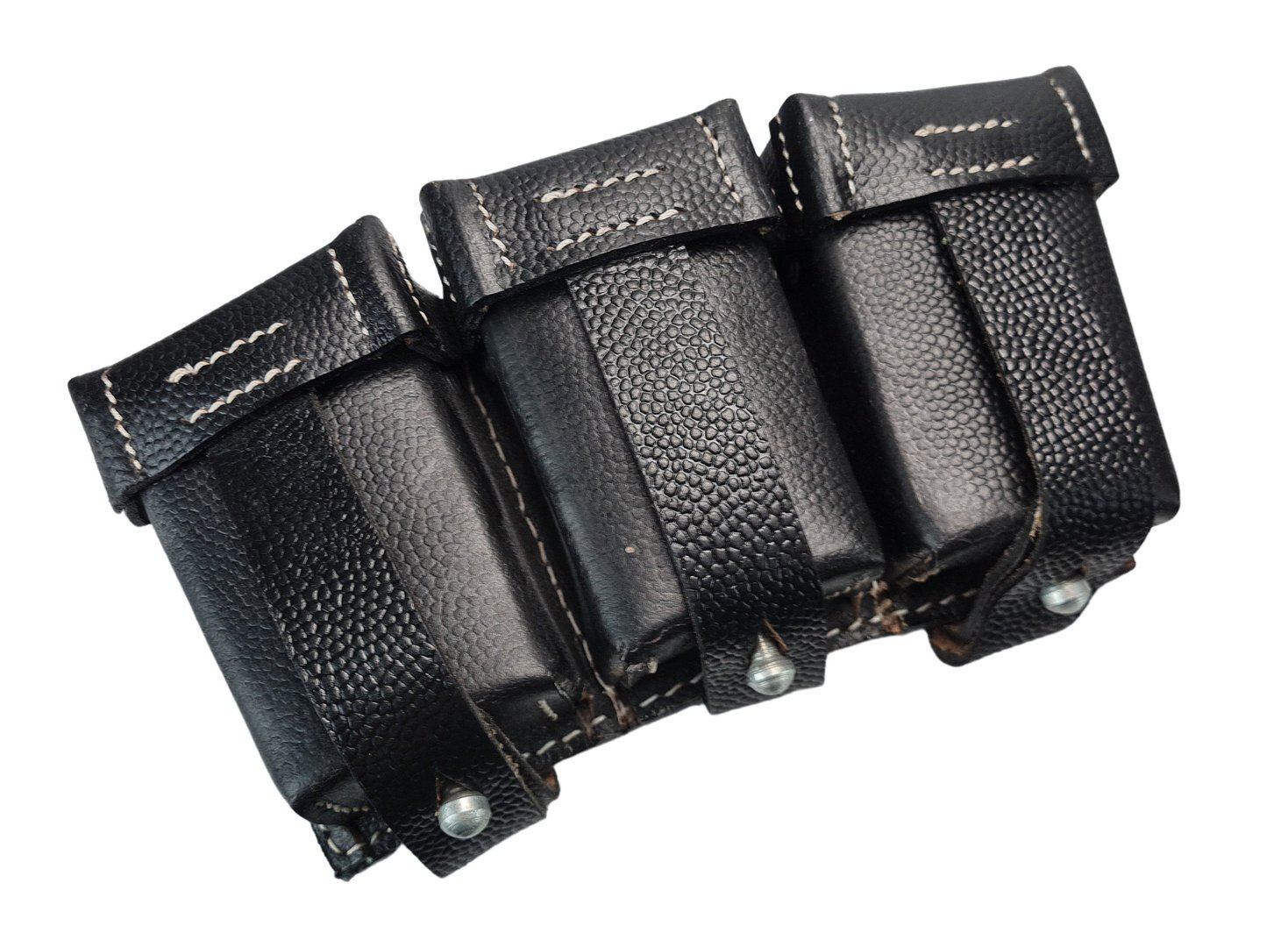 Wehrmacht Elite 3-teilige Patronentasche 98K, schwarz Magazintasche Leder – Bild 1