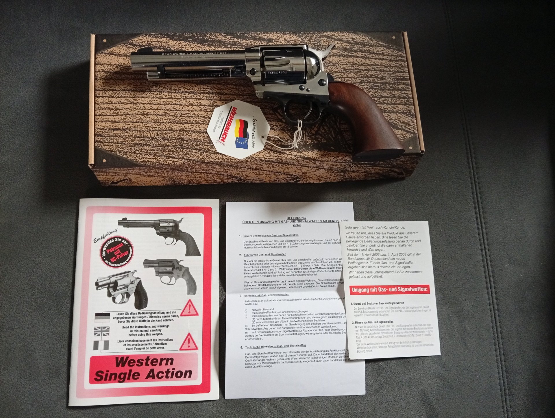 Weihrauch Single Action 9mm Knall verchromt neuwertig – Bild 1