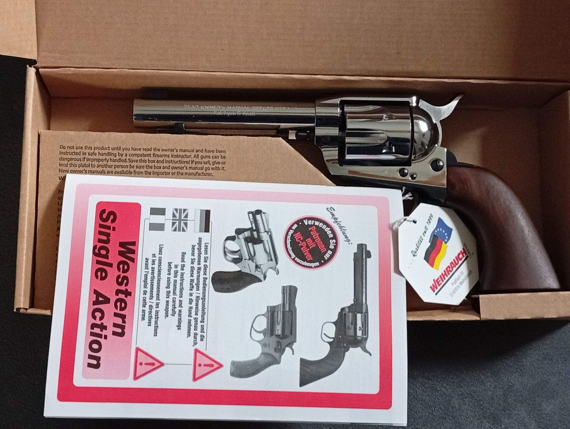 Weihrauch Single Action 9mm Knall verchromt neuwertig – Bild 4