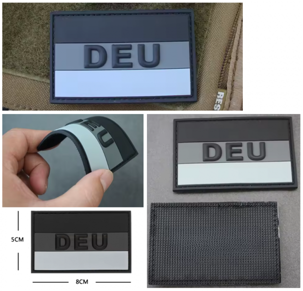 PVC Patch Rubber DEU taktischer Deutschland Klettpatch 8×5 cm in Grau/Schwarz – Bild 1