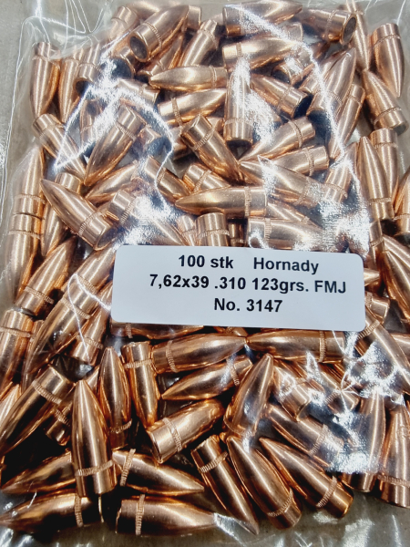7,62x39/.310-123grs FMJ Hornady Geschosse 100 Stk. No. 3147 lose #SSZ Berka – Bild 1