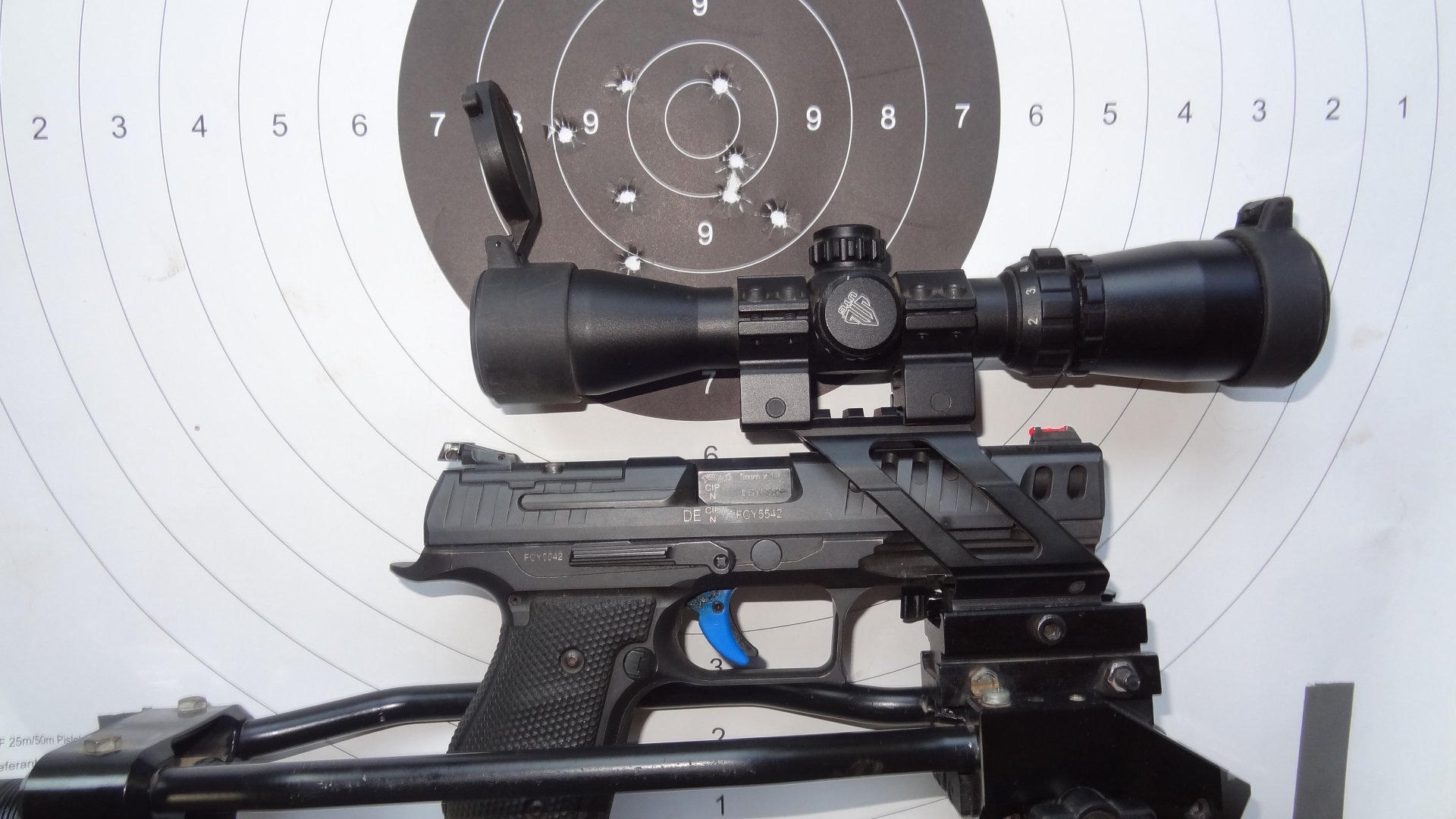 Walther Q5 Match 9mm mit Schulterstütze und Kurzwaffenzielfernrohr – Bild 1