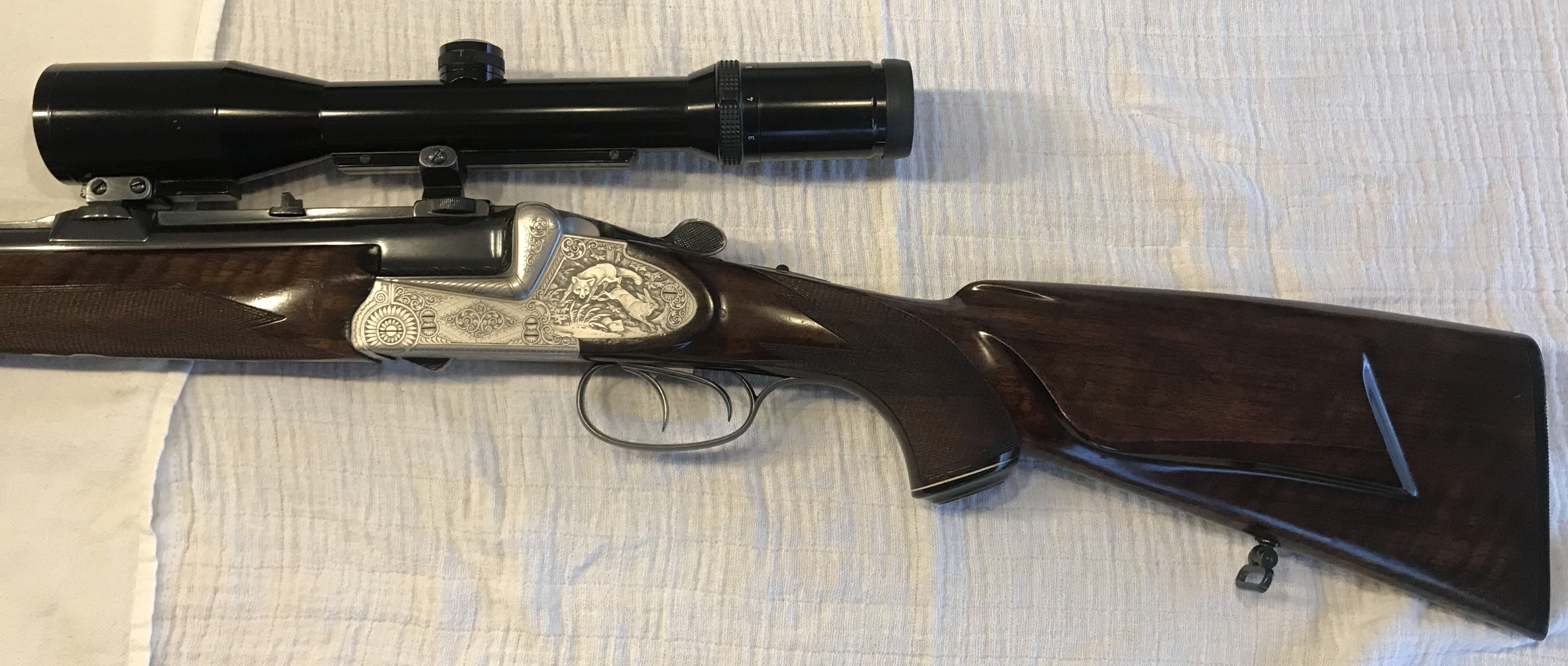 Luxus Bockbüchsflinte BBF Sodia Ferlach .22Hornet lange Seitenplatten Tierstücke Birkhahn Spielhahn – Bild 2