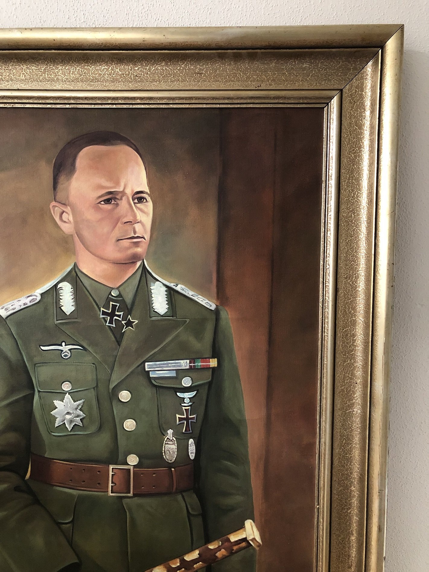 Bild Portrait Der Wüstenfuchs Generalfeldmarschall Erwin Rommel mit Marschallstab 90x120 cm Feldherr – Bild 3