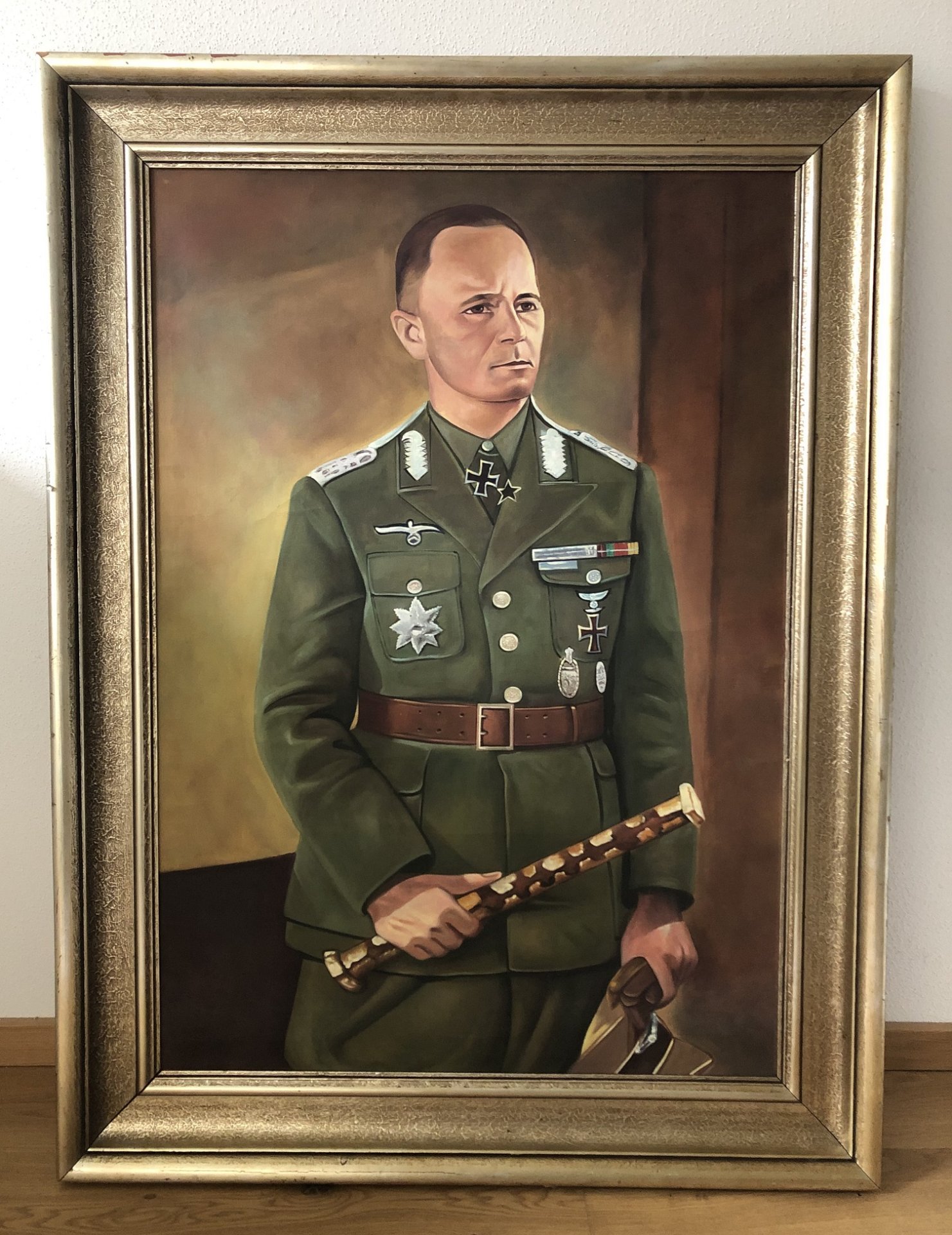 Bild Portrait Der Wüstenfuchs Generalfeldmarschall Erwin Rommel mit Marschallstab 90x120 cm Feldherr – Bild 1