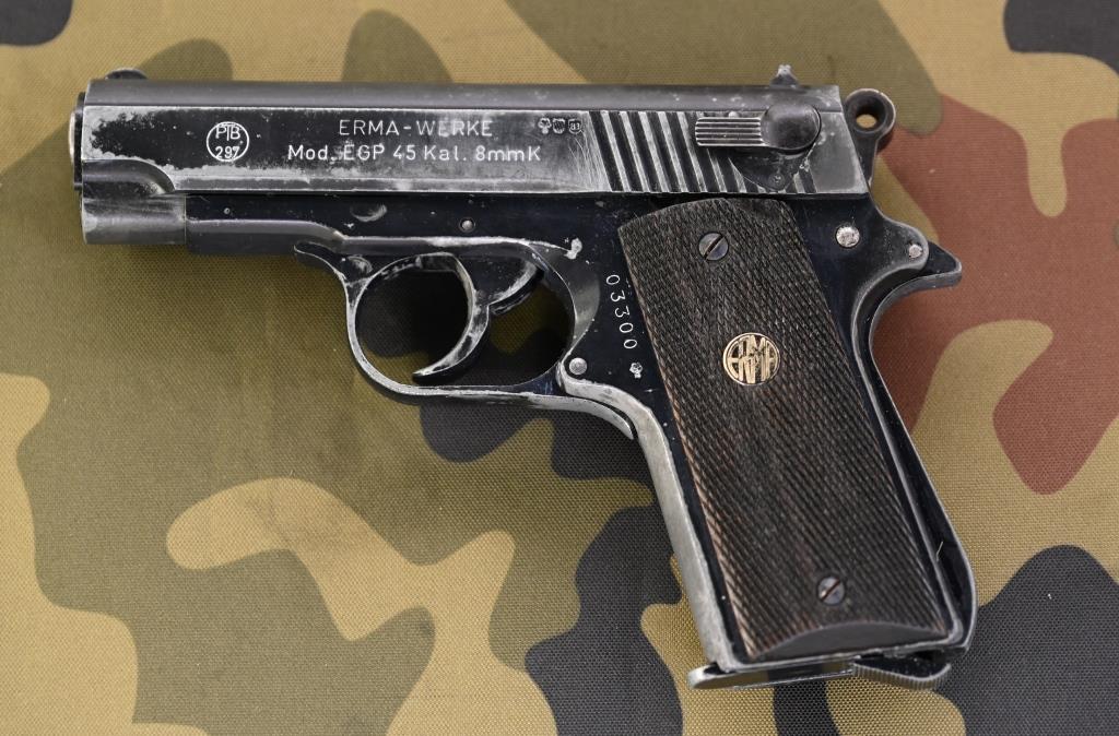 Pistole Alarmpistole im Look Walther PPK Schreckschusswaffe ERMA EGP 45 Kal. 8 mm Knall, 1983, rar! – Bild 2