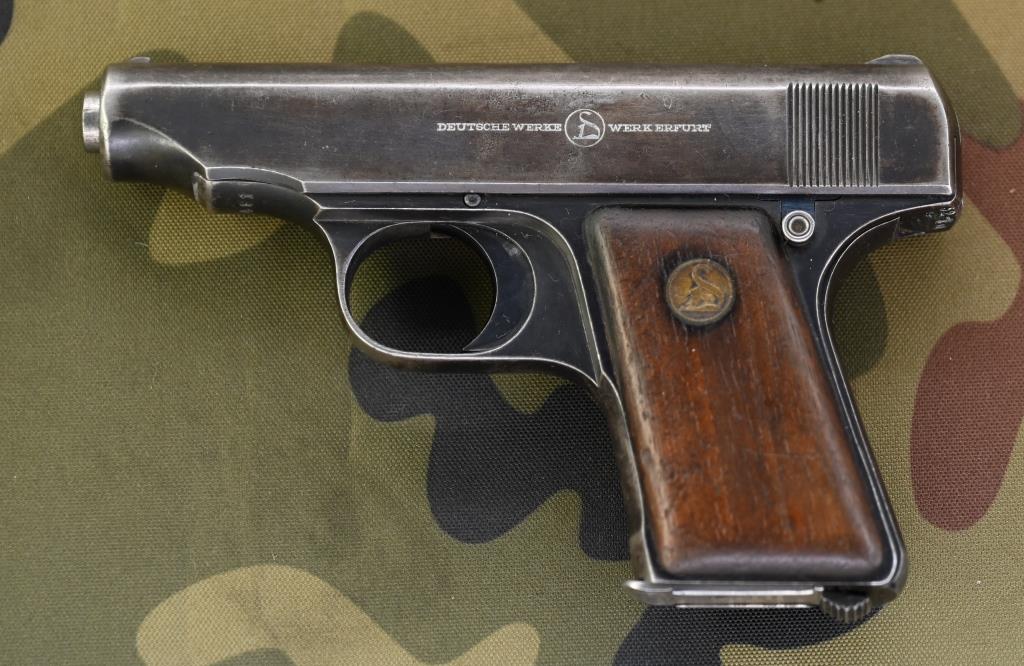 Pistole Taschenpistole Ordonnanwaffe Offizierspistole Ortgies Deutsche Werke Erfurt Kal. 6,35 Brown. – Bild 2