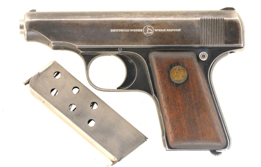 Pistole Taschenpistole Ordonnanwaffe Offizierspistole Ortgies Deutsche Werke Erfurt Kal. 6,35 Brown. – Bild 4