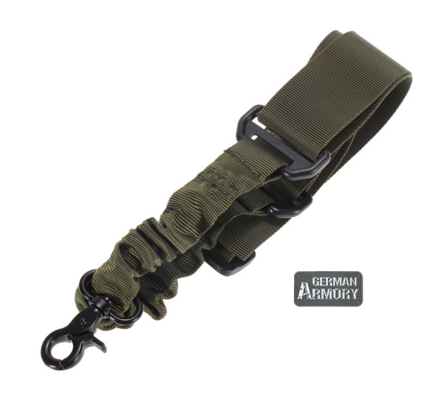 Bungee Sling 1 Punkt Gewehrgurt, Mission Sling Rattlesnake Gewehrriemen elastisch schwarz khaki grün – Bild 1
