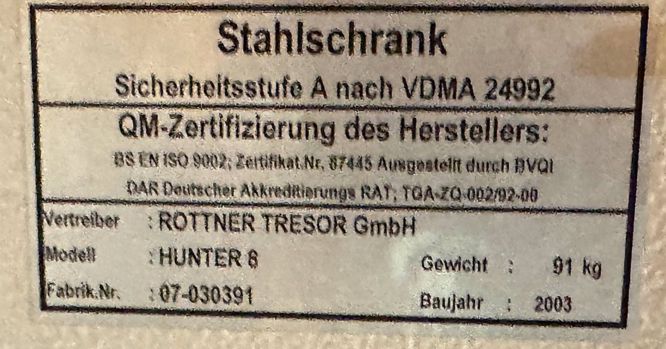 Rottner Stahlschrank Modell Hunter 8 – Bild 3