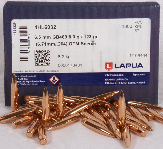 100St. LAPUA Geschosse 6,5mm(.264Dia.) - 123 - OTM SCENAR - #GB489 – Bild 1