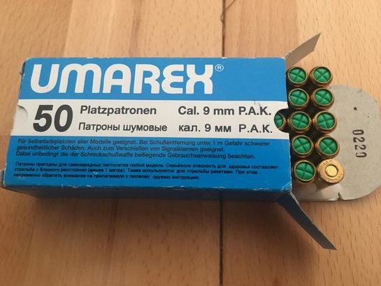 Ältere "UMAREX" Knallpatronen Kal. 9mm PAK! 50 St. Packung! – Bild 1