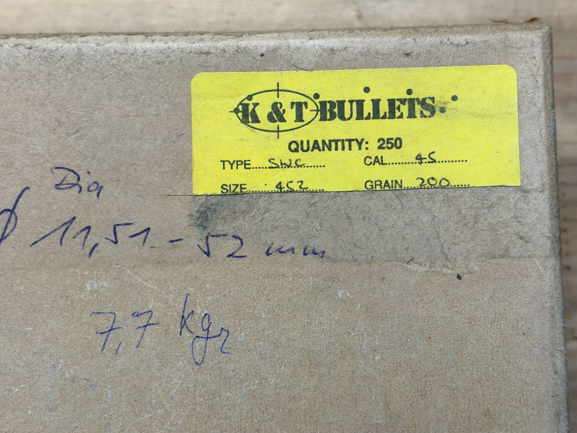 Geschosse cal .45 (.452) 200 gr S.W.C. K&T Bullets - ca. 590 Stück (7,7 kg) – Bild 2
