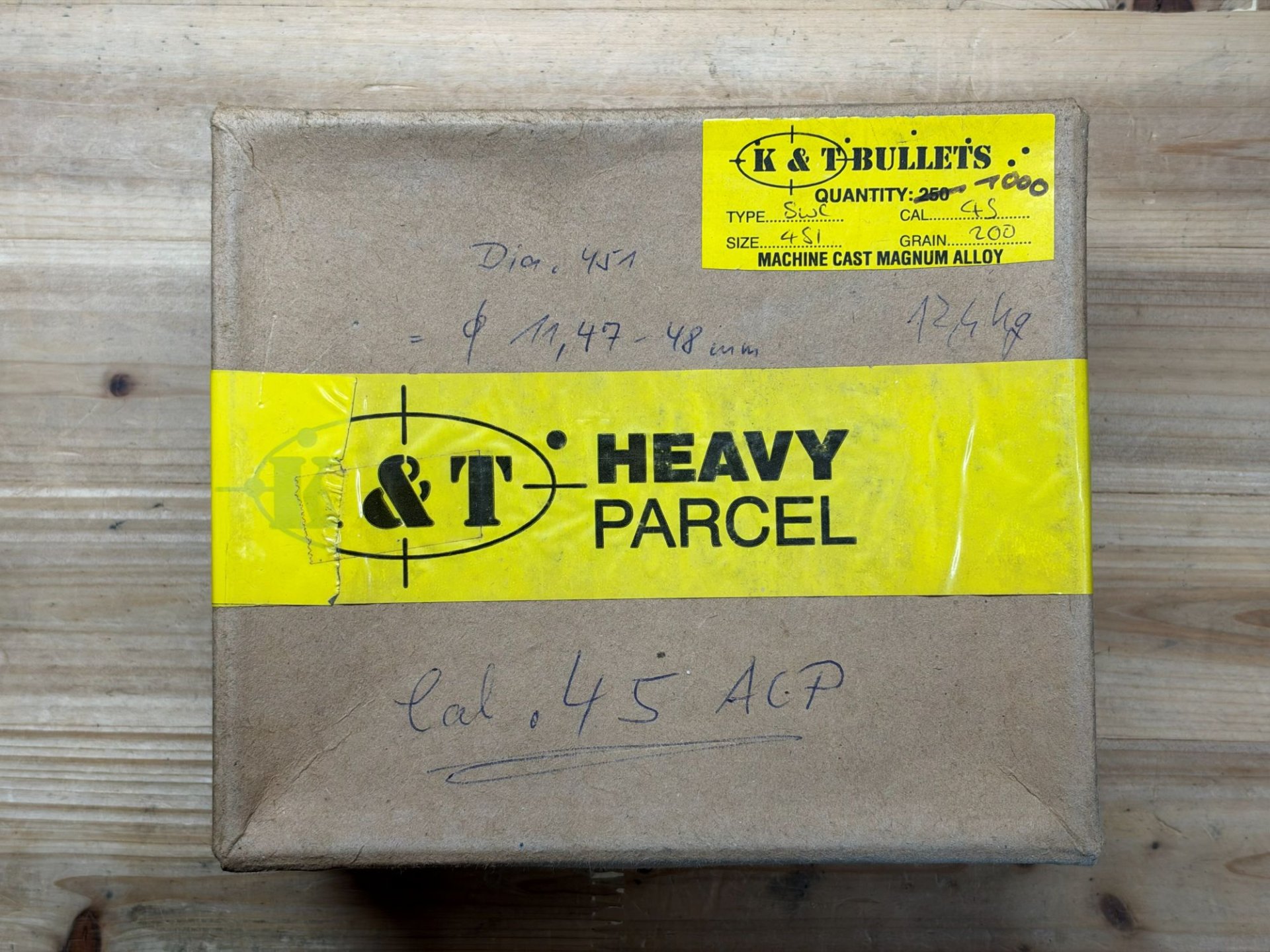 Geschosse cal .45 (.451) 200 gr S.W.C. K&T Bullets - ca. 950 Stück (12,4 kg) – Bild 1