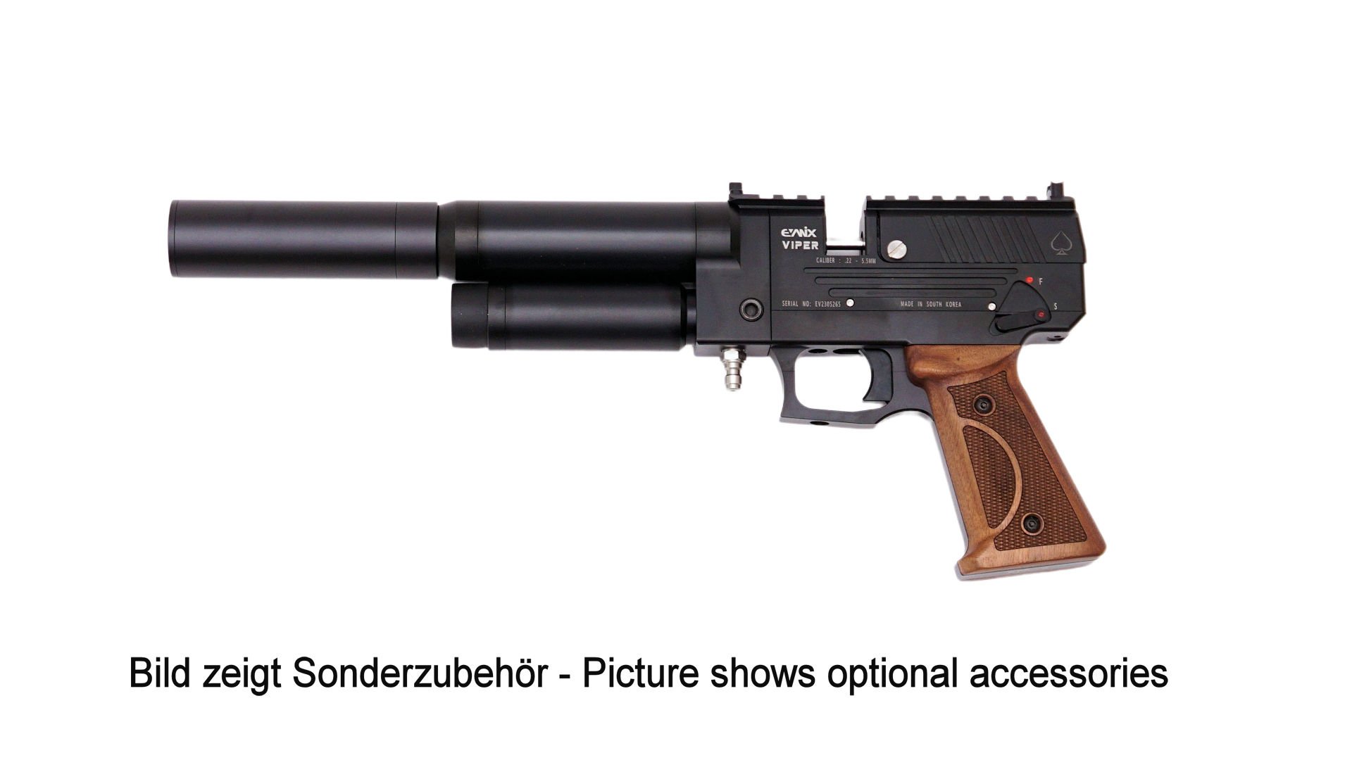 EVANIX Viper Cal .22, halbautomatische Pistole mit Schalldämpfer – Bild 2