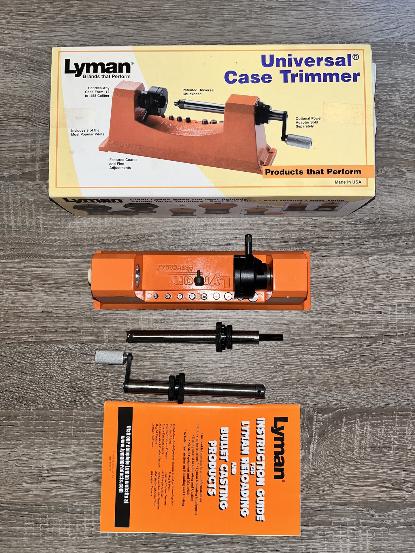 Lyman Universaltrimmer+Adapter für Akkuschrauber+Hartmetallfräser – Bild 1