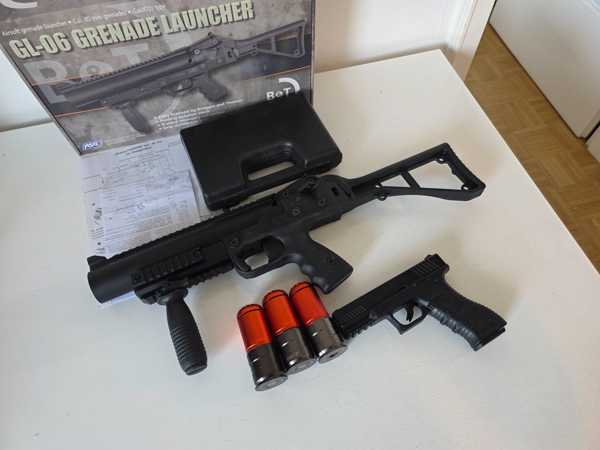 Softair-Sammlung – Sammlungsauflösung, Granatwerfer ASG GL-06 und Pistole Tokyo Soldier 8017 Co2 – Bild 1